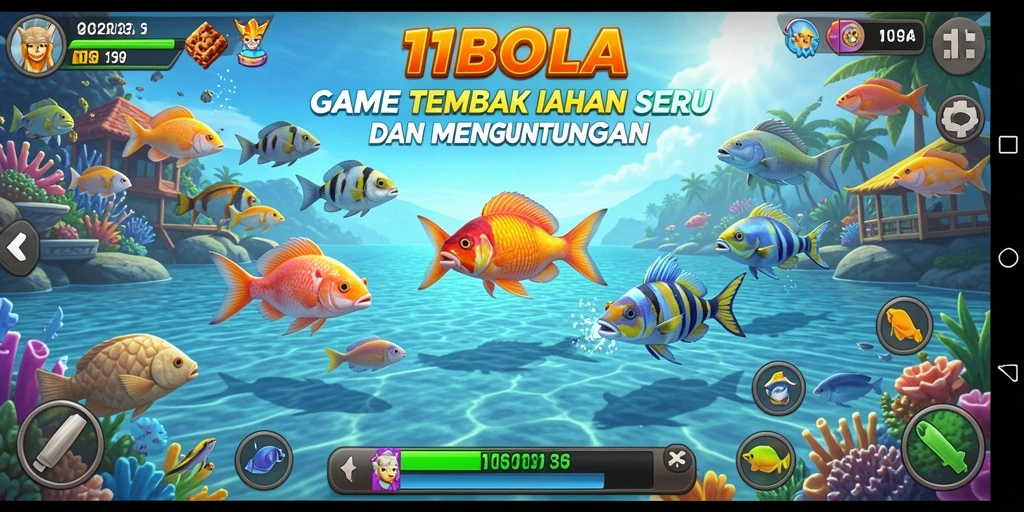Screenshot 11BOLA menampilkan gameplay seru menembak ikan.