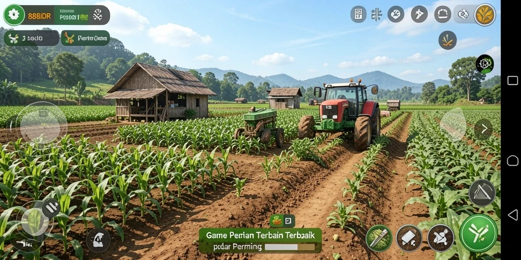 Tangkapan layar gameplay 888IDR dengan tema pertanian yang, menyenangkan.