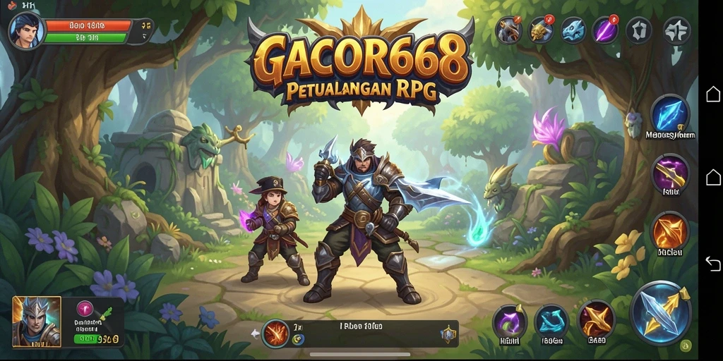 Tampilan gameplay GACOR668 yang epik dalam pertempuran RPG.