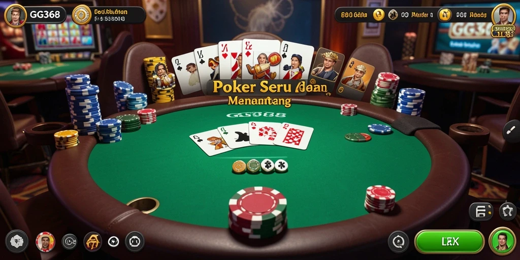 Screenshot gameplay GG368 yang seru menampilkan aksi poker yang mendebarkan.
