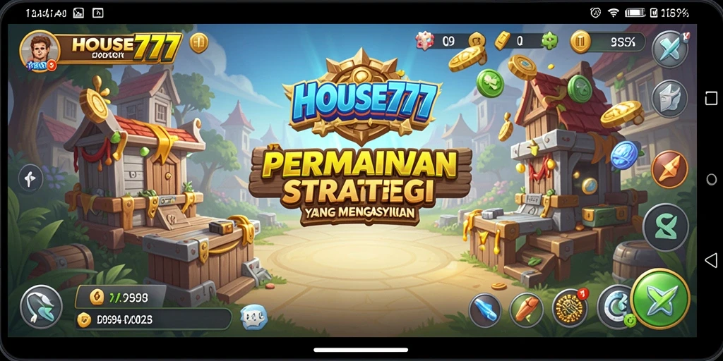 Tampilan gameplay <strong>HOUSE777</strong> dengan strategi membangun kerajaan yang menarik.