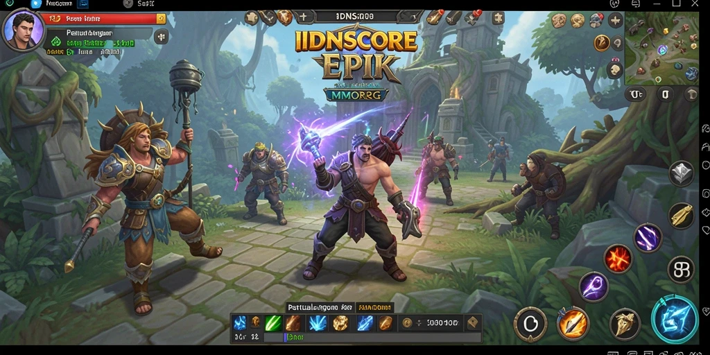 Tangkapan layar gameplay IDNSCORE yang menampilkan pertempuran epik di dunia MMORPG.
