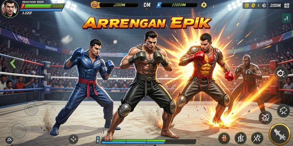 Screenshot gameplay menampilkan pertarungan seru di J200M.
