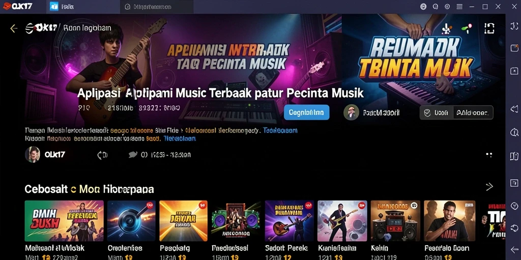 Tampilan gameplay OLX17 yang menampilkan antarmuka mendengarkan musik.