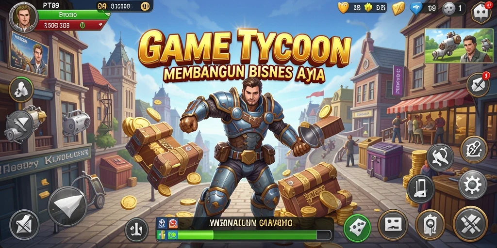 Tampilan gameplay PT89 yang menampilkan pengelolaan bisnis.